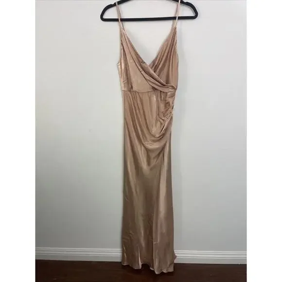 Shona Joy  La Lune Cross Draped Maxi satin Dress desert rose SZ 4 NWT $360 msrp - Picture 8 of 8